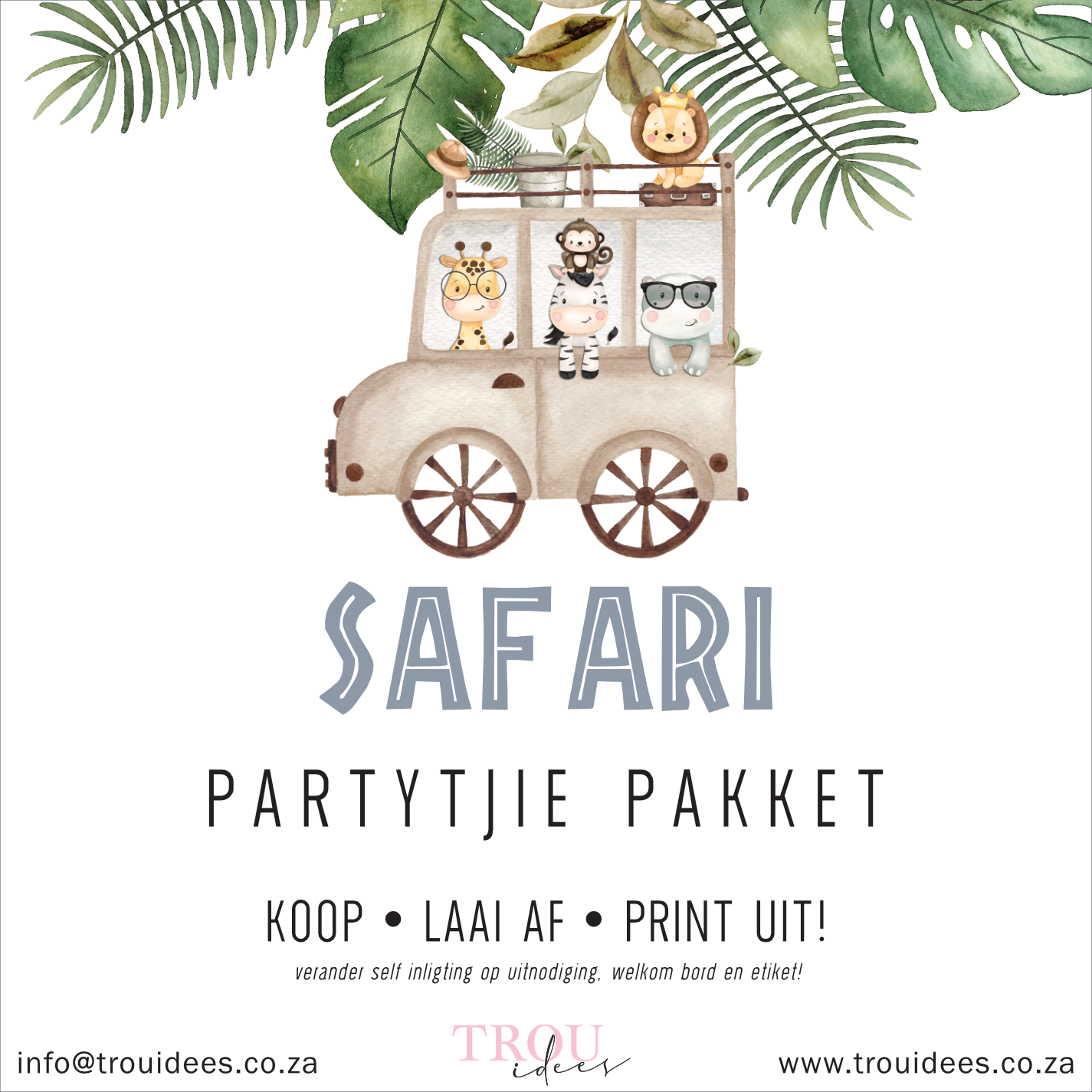 Safari Children's Party Stationery